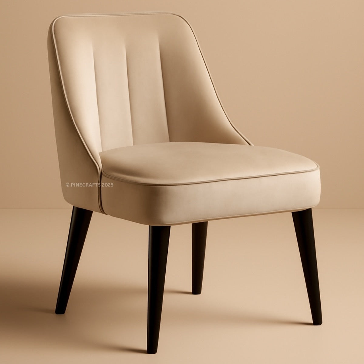 Beige chair with black legs on a beige background